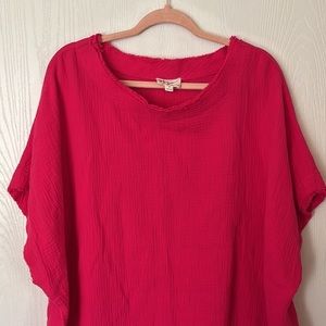 Magenta Crush Raw-Hem Cotton Tunic